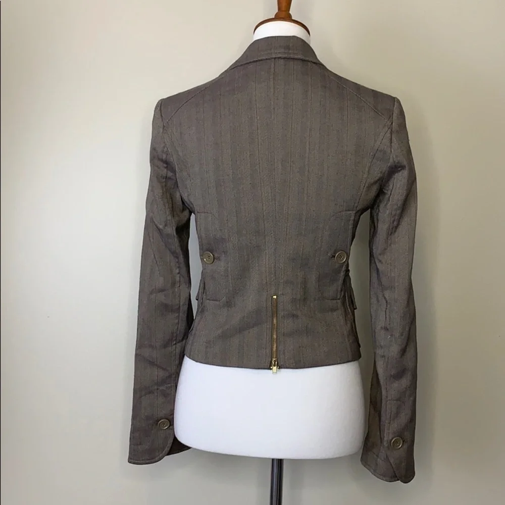 BCBGMAXAZRIA Tan Herringbone Short Jacket XS - Picture 4 of 6
